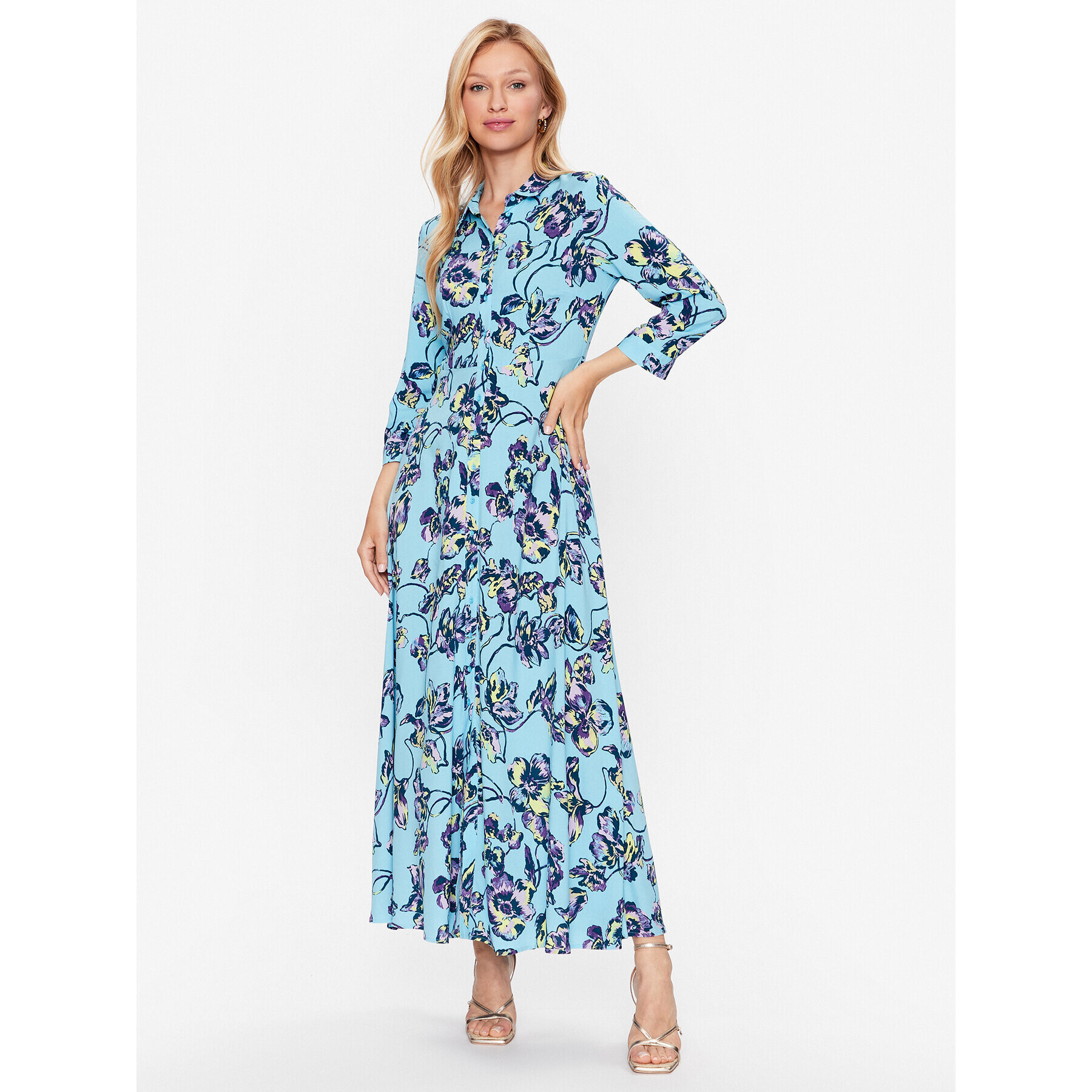 YAS Рокля тип риза Savanna 26022663 Син Loose Fit - Pepit.bg