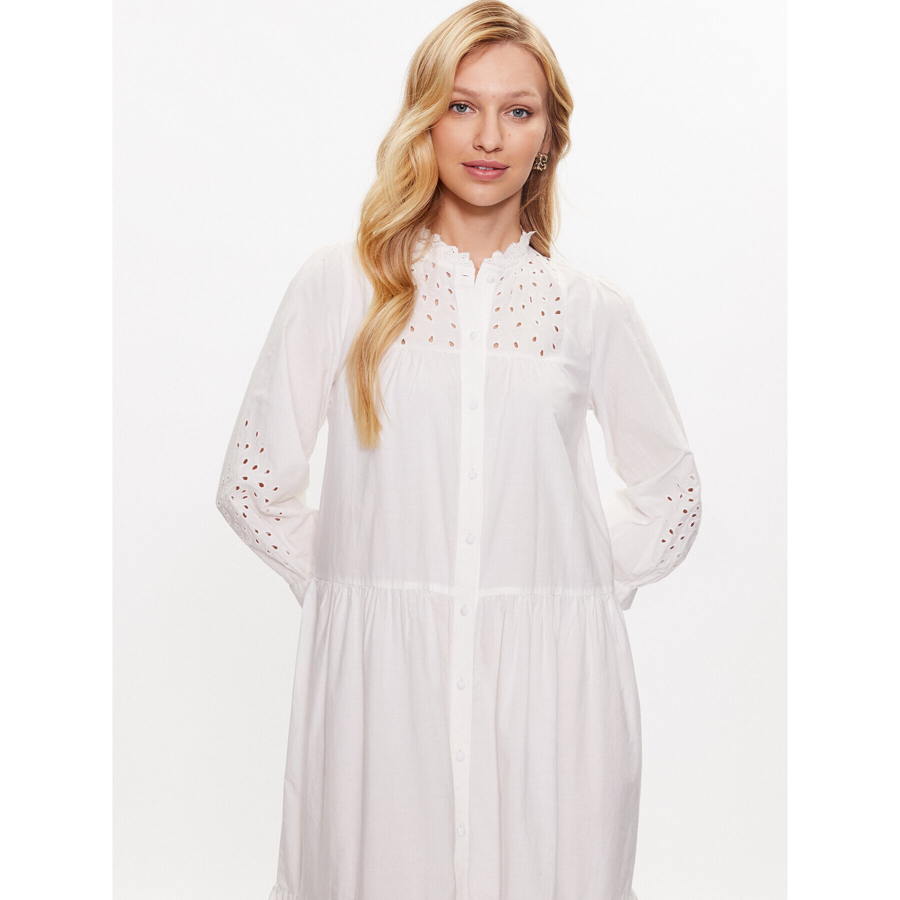 YAS Рокля тип риза Violetta 26026286 Бял Relaxed Fit - Pepit.bg