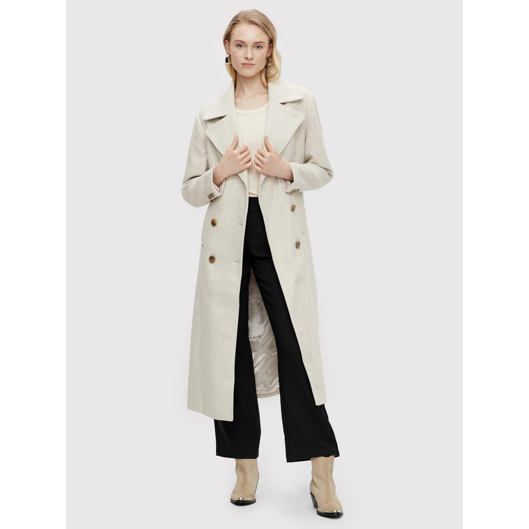 YAS Вълнено палто Mori 26024300 Бежов Regular Fit - Pepit.bg
