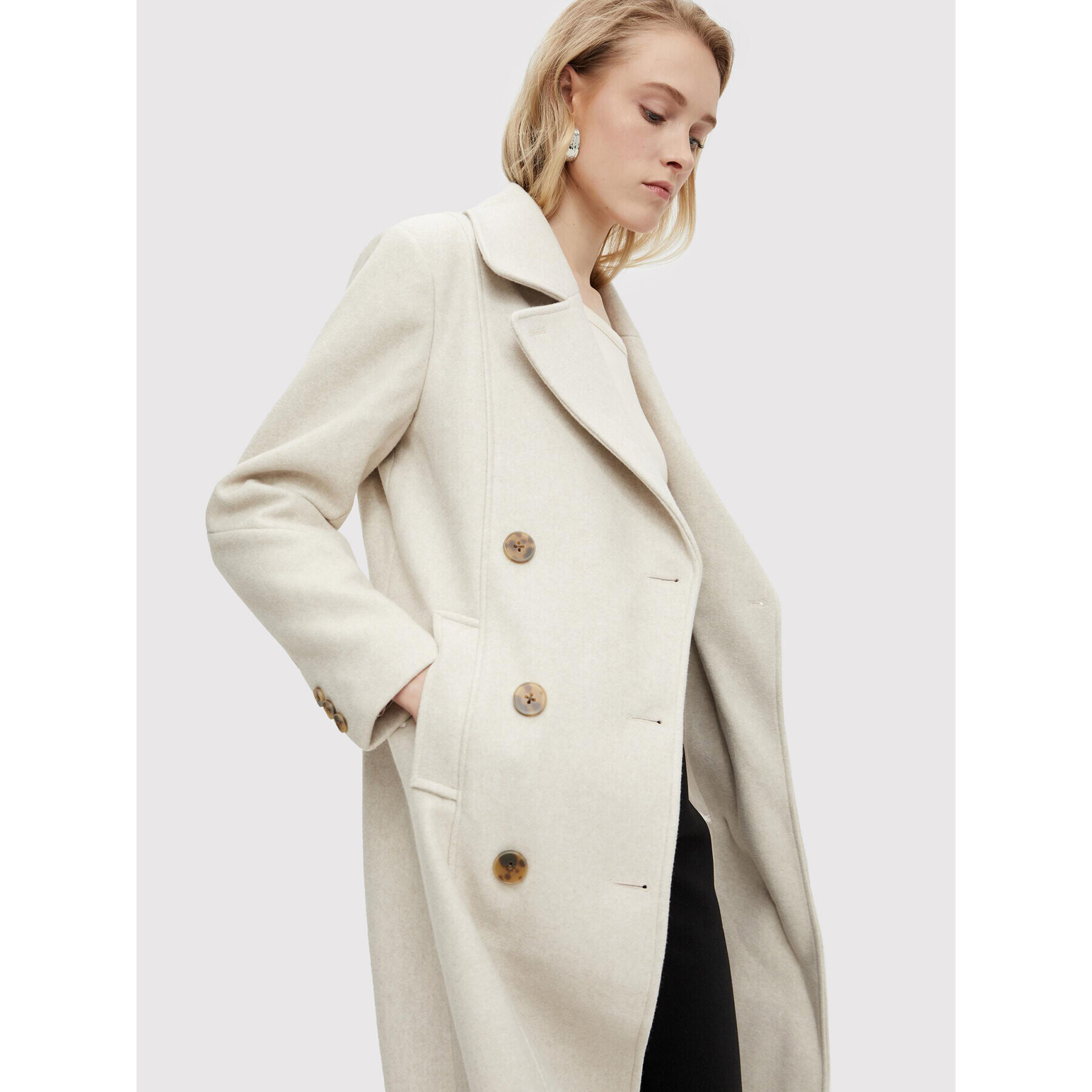YAS Вълнено палто Mori 26024300 Бежов Regular Fit - Pepit.bg