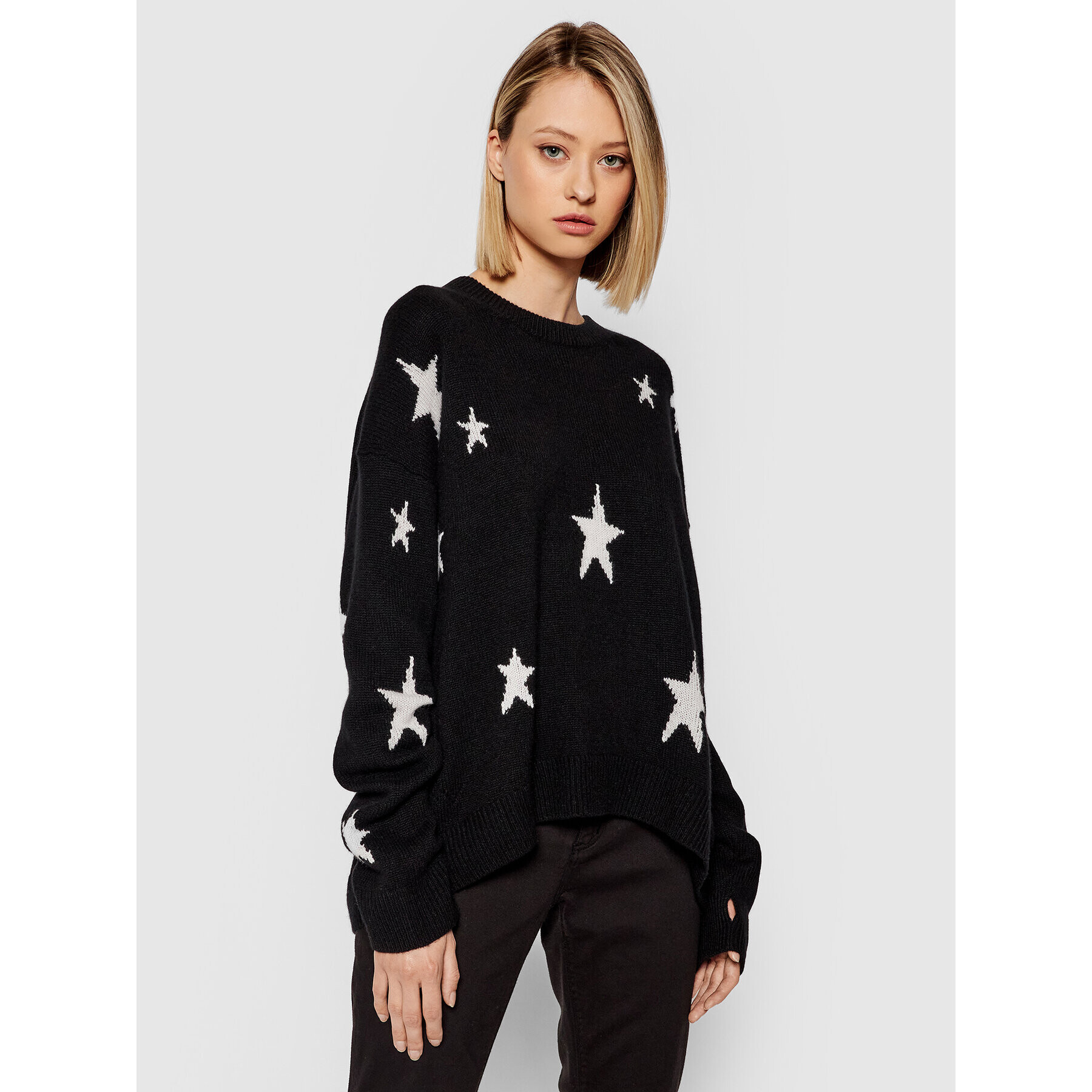Zadig&Voltaire Пуловер Markus C Star Int PWHMF1101F Черен Regular Fit - Pepit.bg