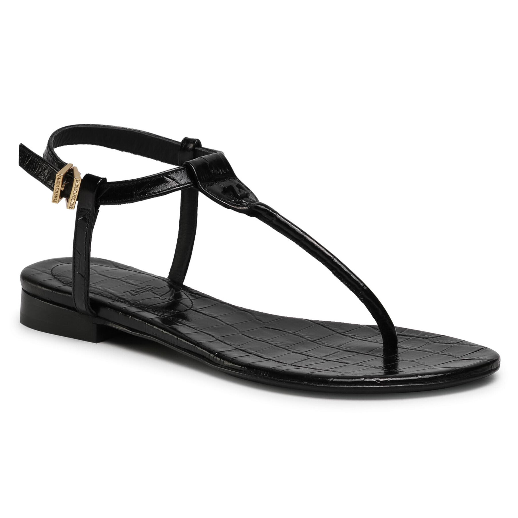 Zadig&Voltaire Сандали Alessa Embossed Yiny Croc SKAC1703F Черен - Pepit.bg