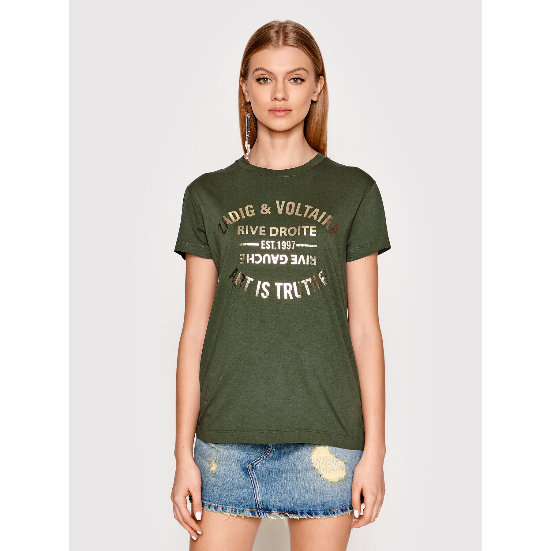 Zadig&Voltaire Тишърт Walk Blason JWTS00003 Зелен Regular Fit - Pepit.bg