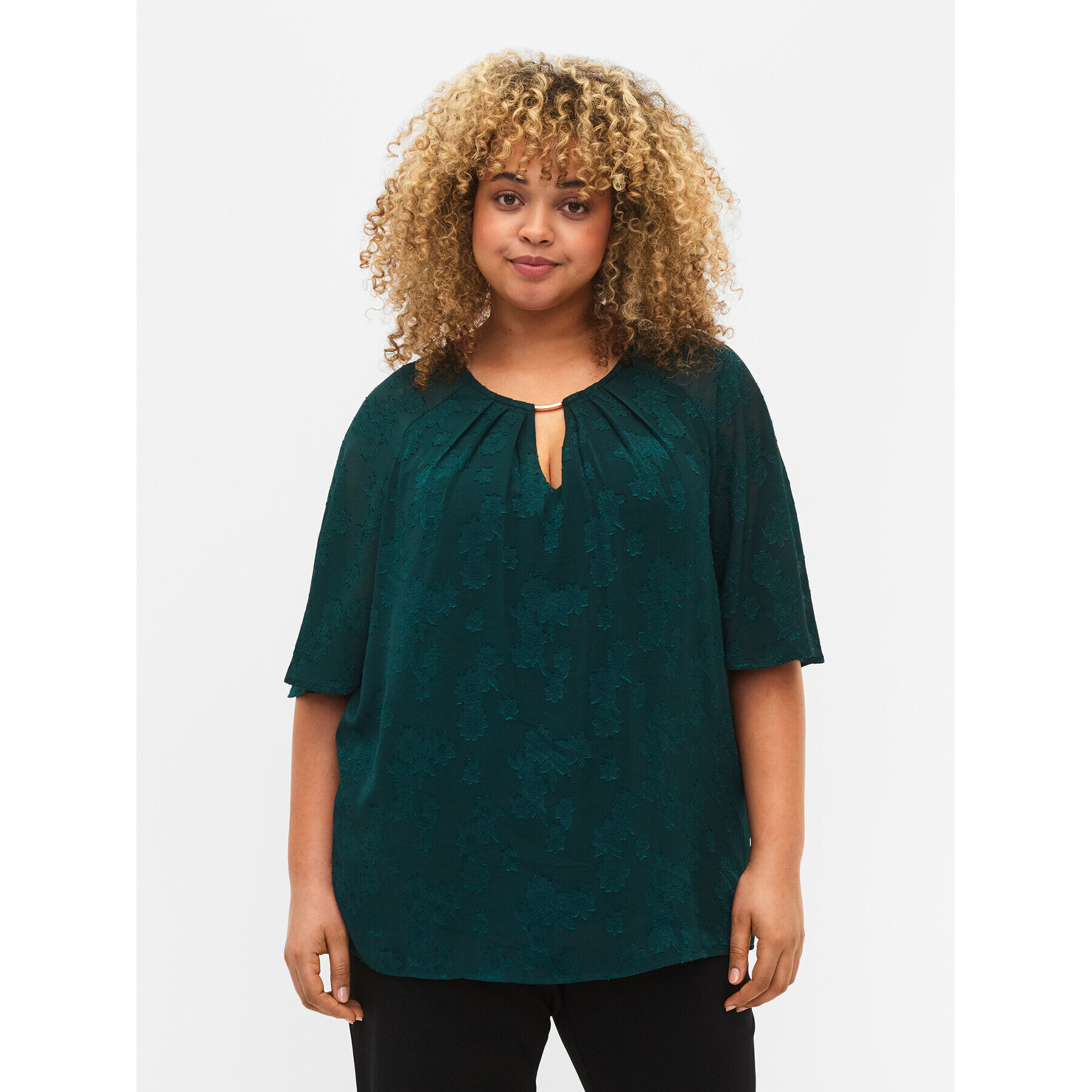 Zizzi Блуза M58832A Зелен Loose Fit - Pepit.bg