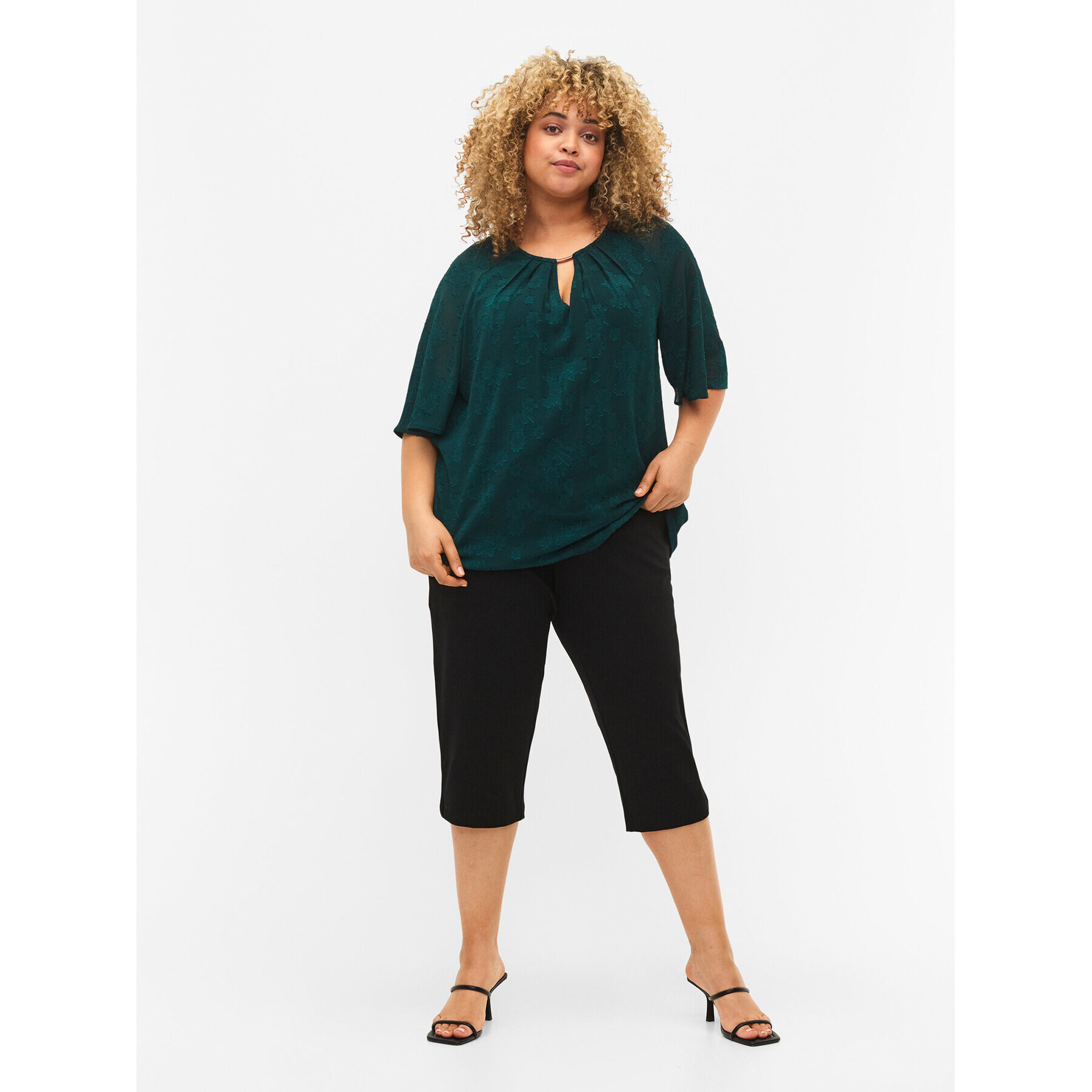 Zizzi Блуза M58832A Зелен Loose Fit - Pepit.bg