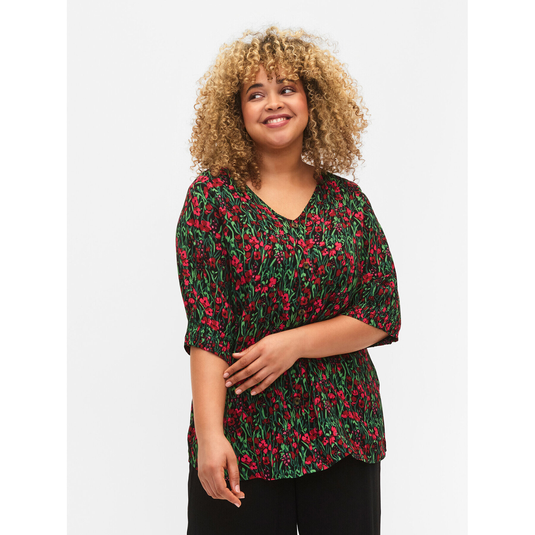 Zizzi Блуза V00040O Черен Loose Fit - Pepit.bg
