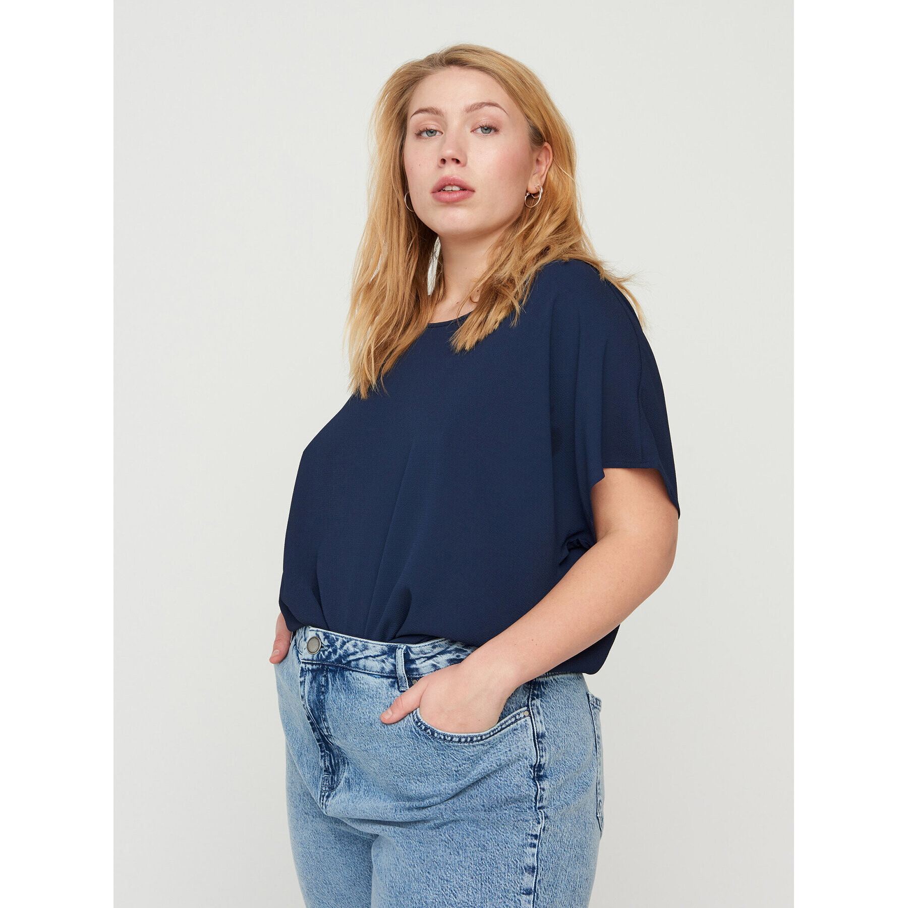 Zizzi Блуза V10000A Тъмносин Regular Fit - Pepit.bg