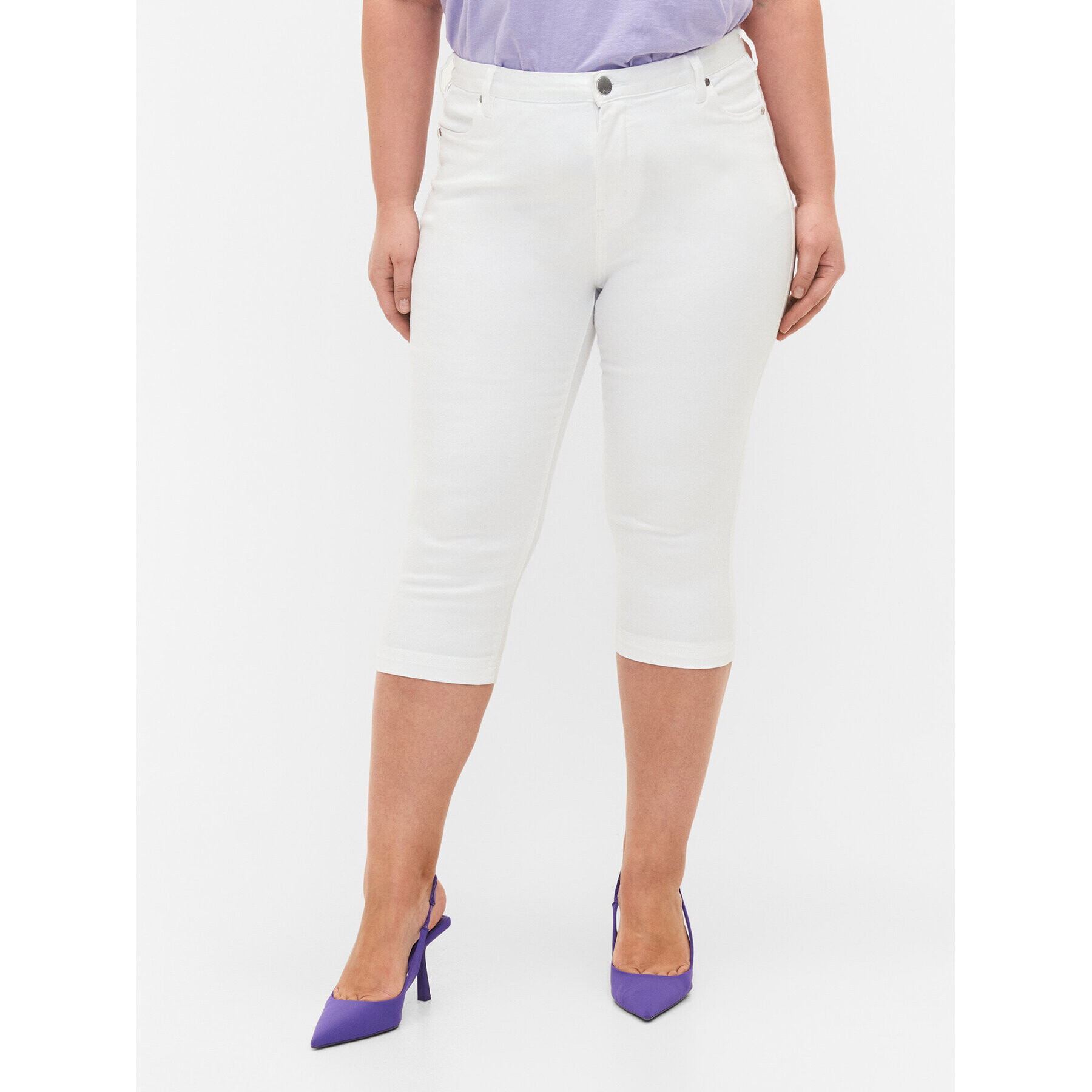 Zizzi Дънкови шорти O10305H Бял Slim Fit - Pepit.bg