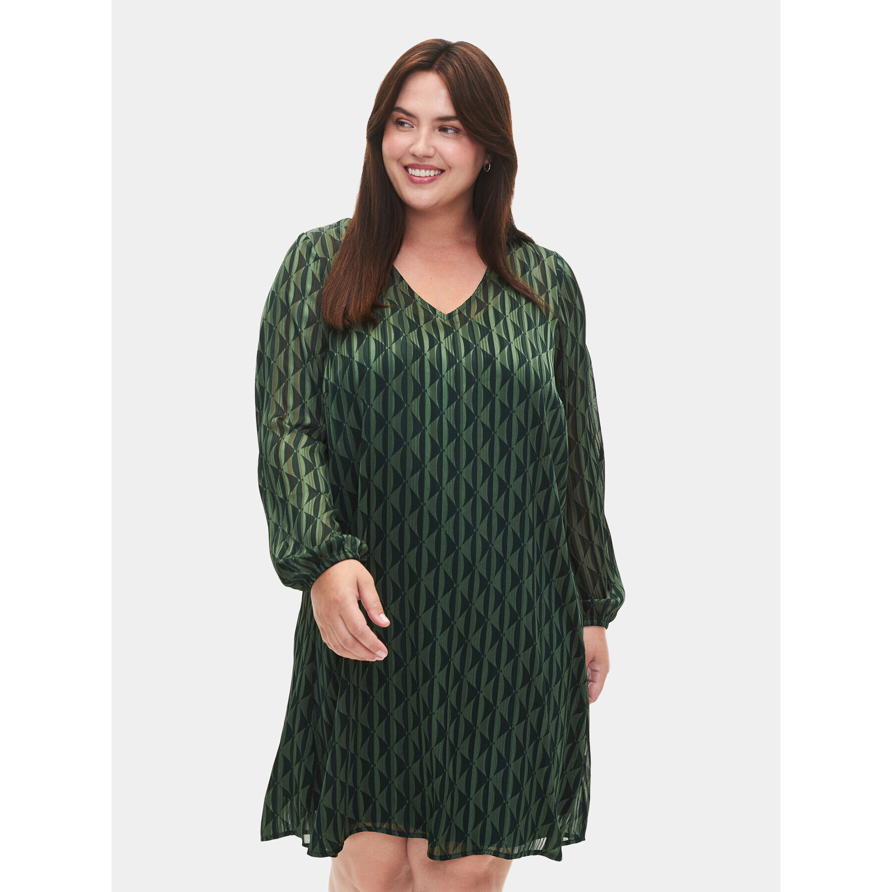 Zizzi Ежедневна рокля M02356B Зелен Regular Fit - Pepit.bg