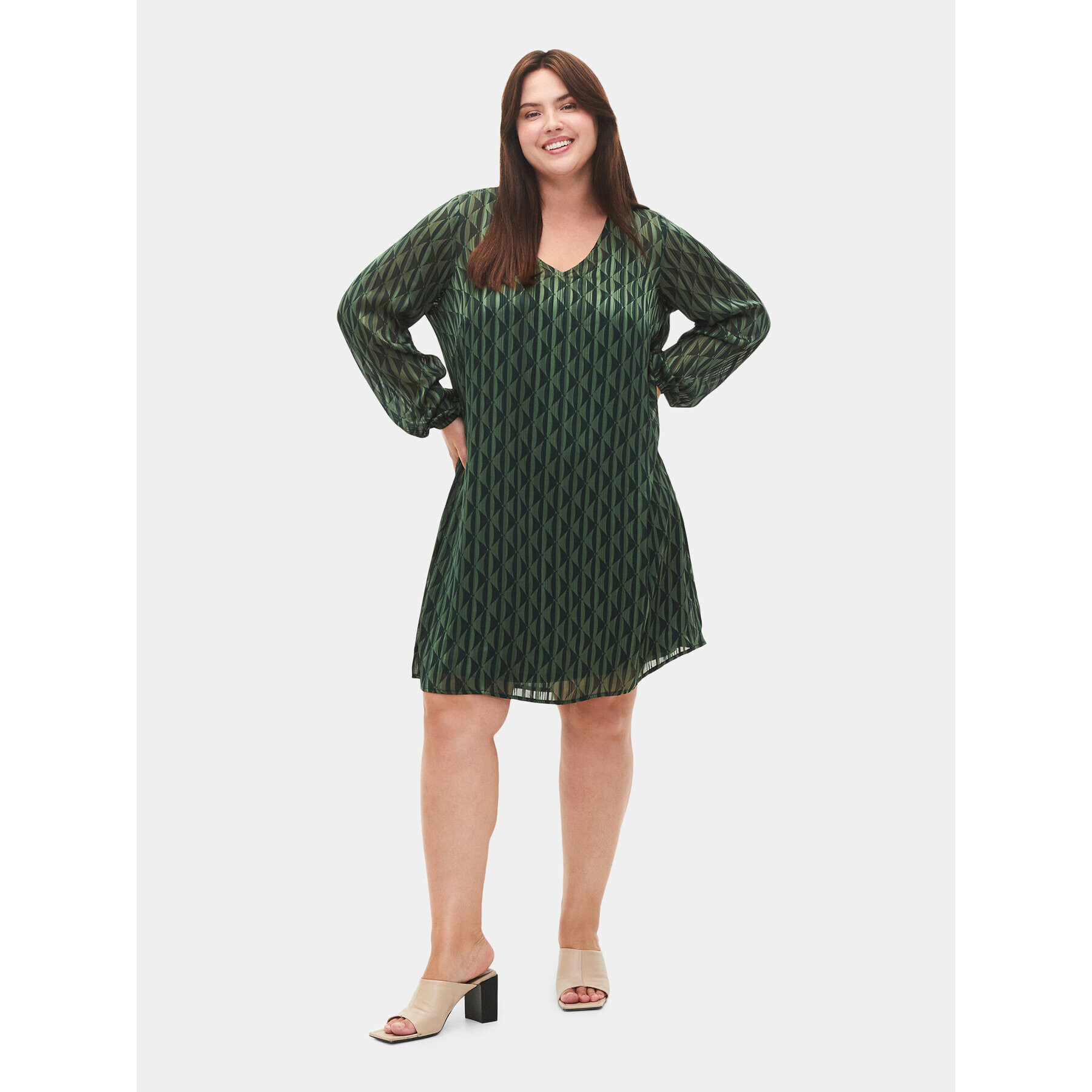 Zizzi Ежедневна рокля M02356B Зелен Regular Fit - Pepit.bg