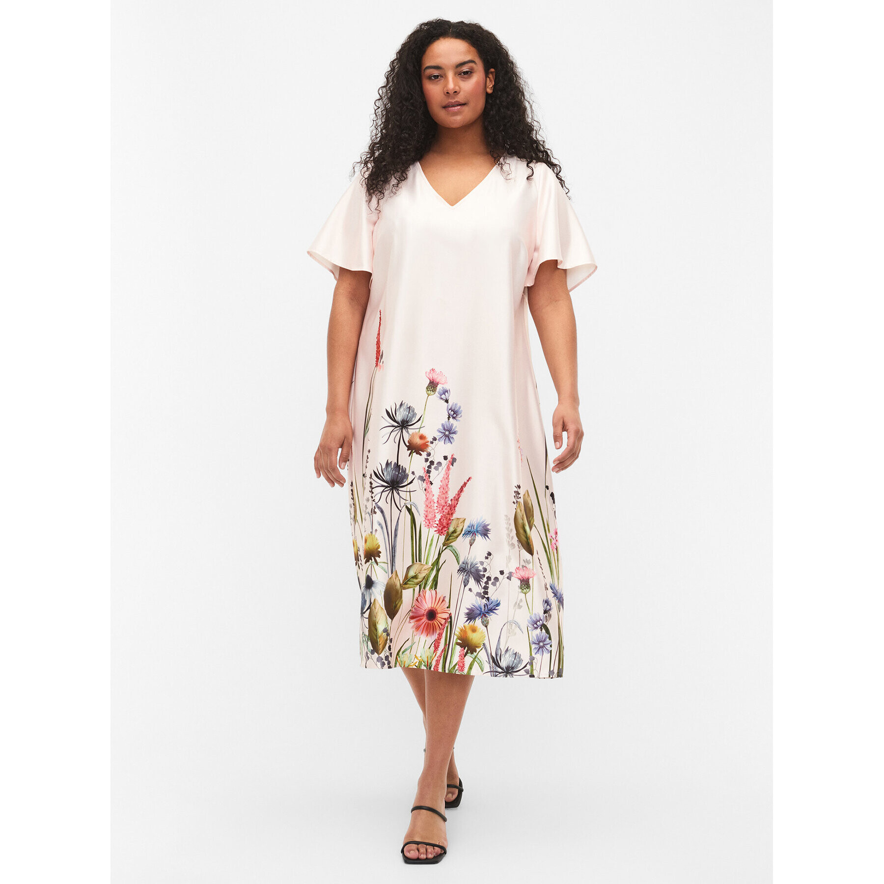 Zizzi Ежедневна рокля M58843A Бял Loose Fit - Pepit.bg