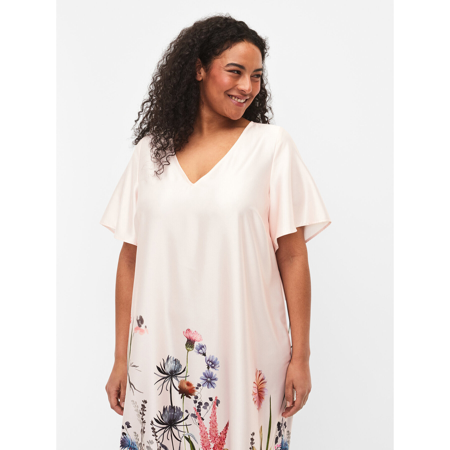 Zizzi Ежедневна рокля M58843A Бял Loose Fit - Pepit.bg