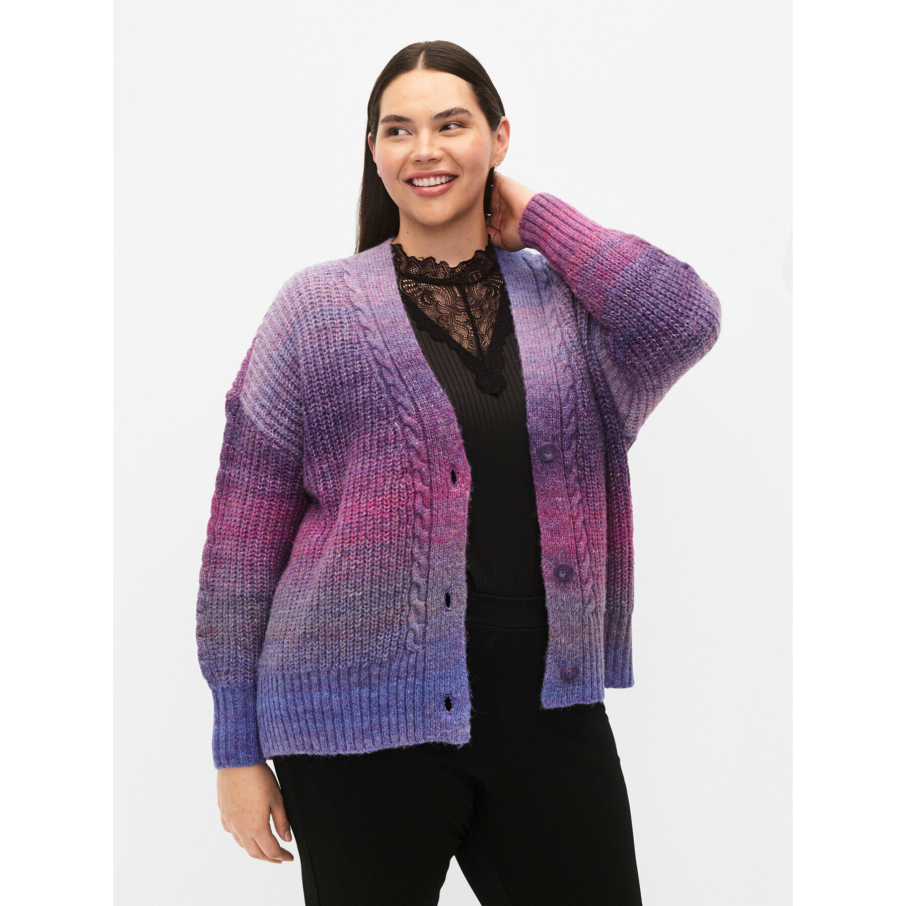 Zizzi Кардиган M61214A Виолетов Regular Fit - Pepit.bg