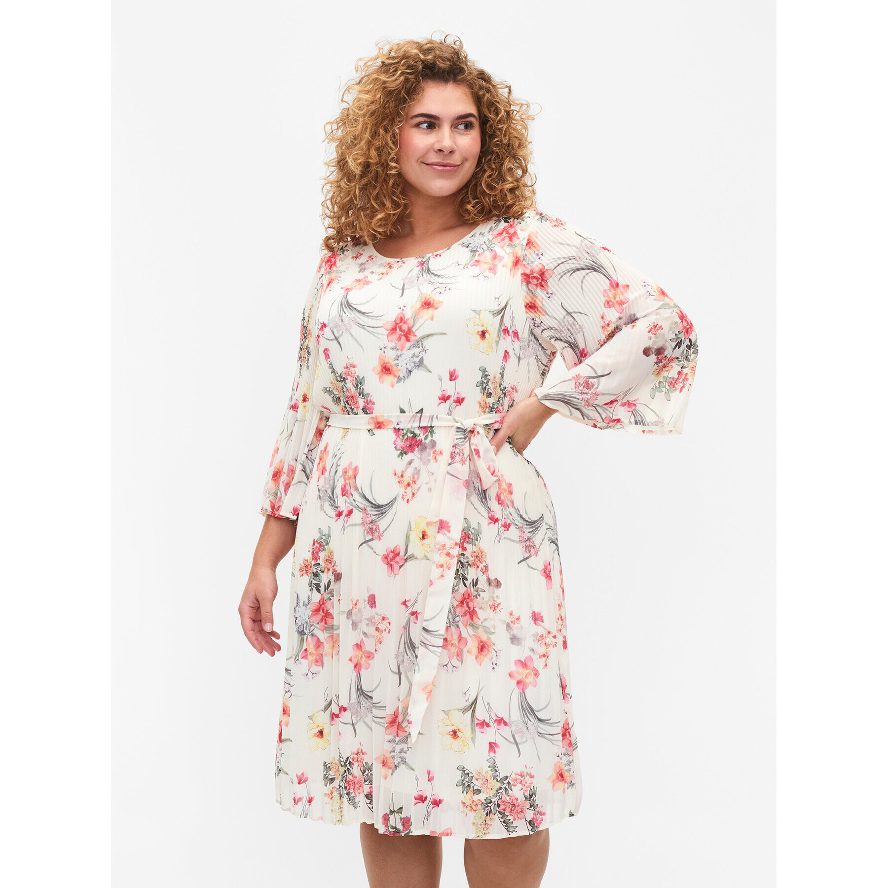 Zizzi Лятна рокля CA06015A Бял Regular Fit - Pepit.bg