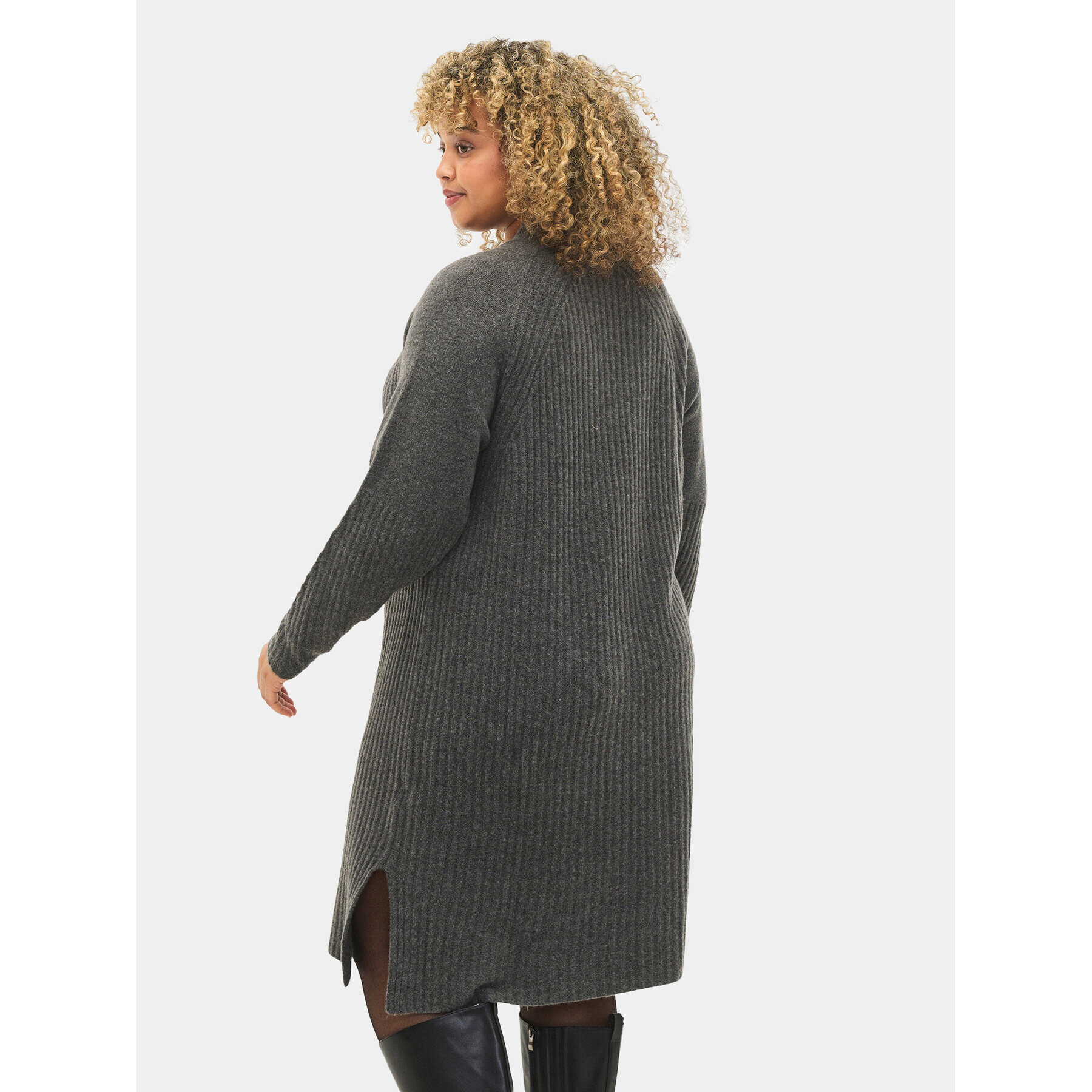 Zizzi Плетена рокля M61087J Сив Regular Fit - Pepit.bg