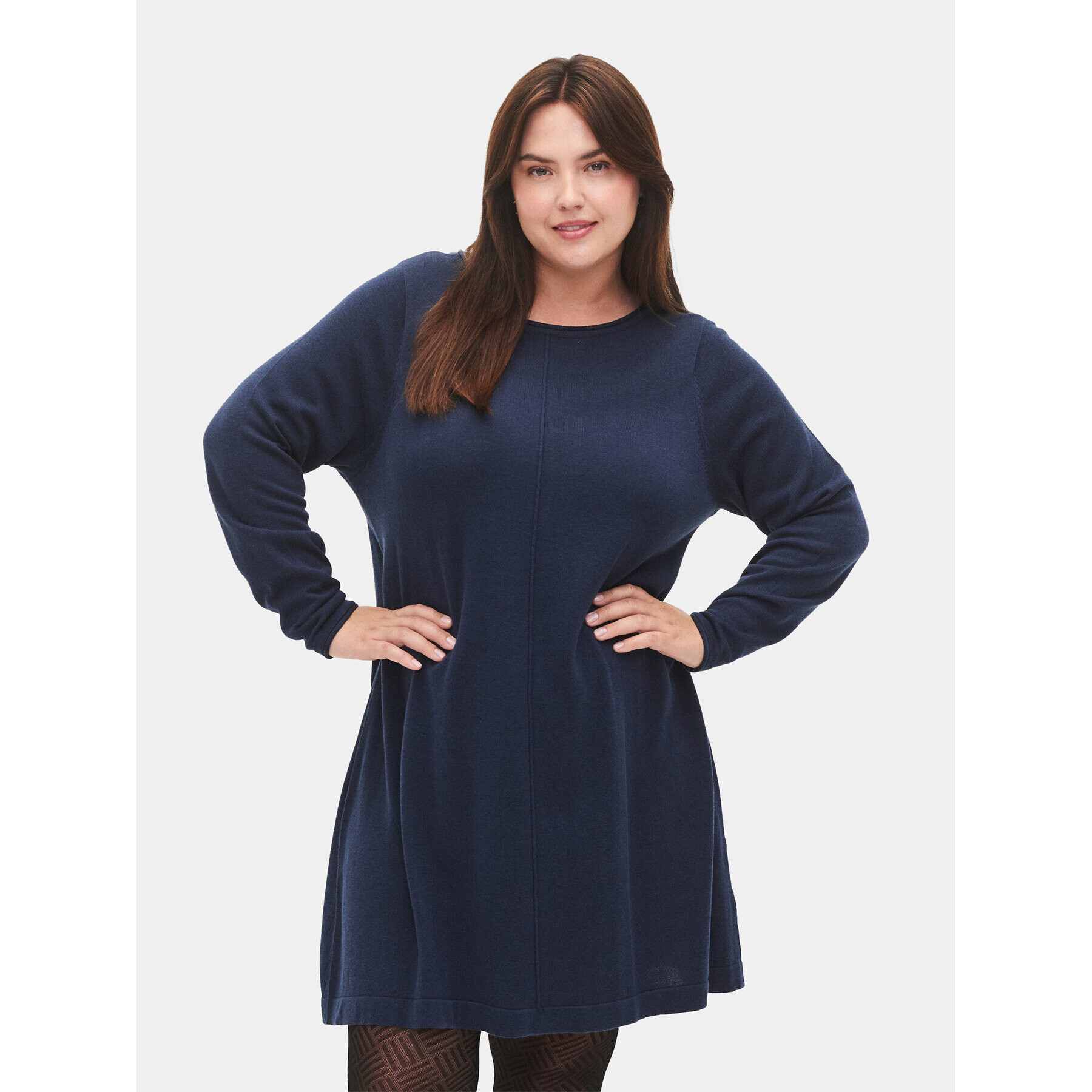 Zizzi Плетена рокля M61194B Тъмносин Regular Fit - Pepit.bg
