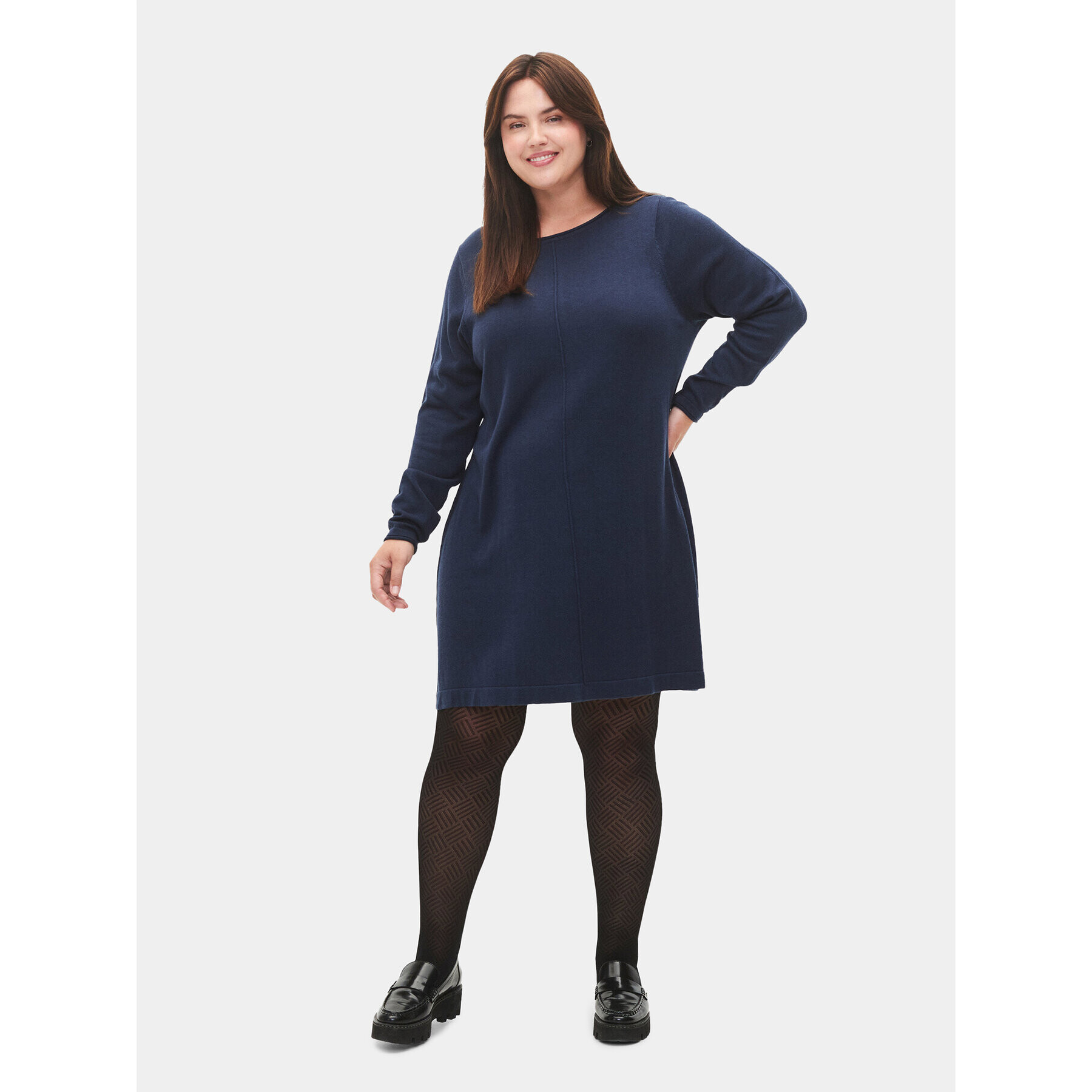 Zizzi Плетена рокля M61194B Тъмносин Regular Fit - Pepit.bg