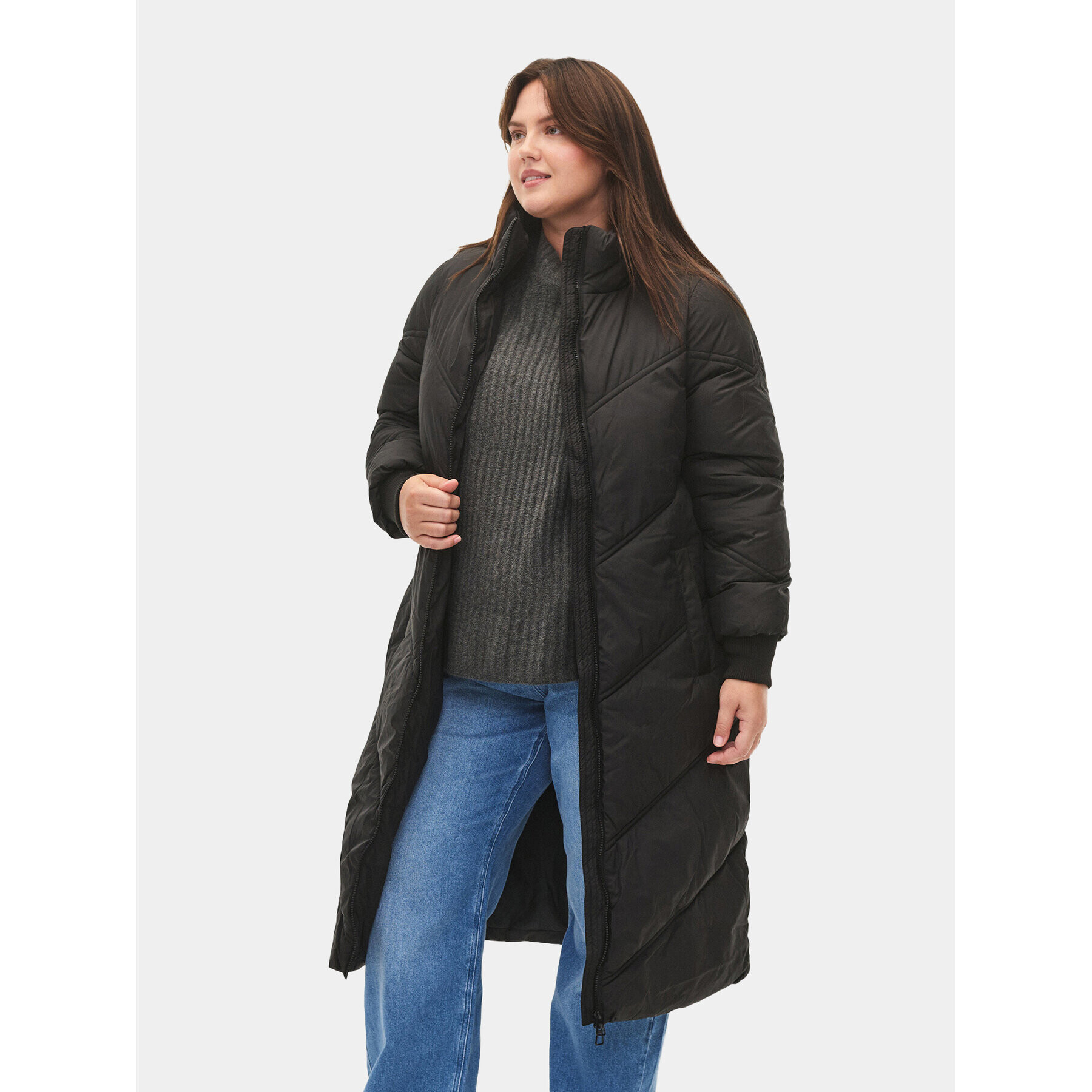 Zizzi Пухено яке CA61229A Черен Regular Fit - Pepit.bg