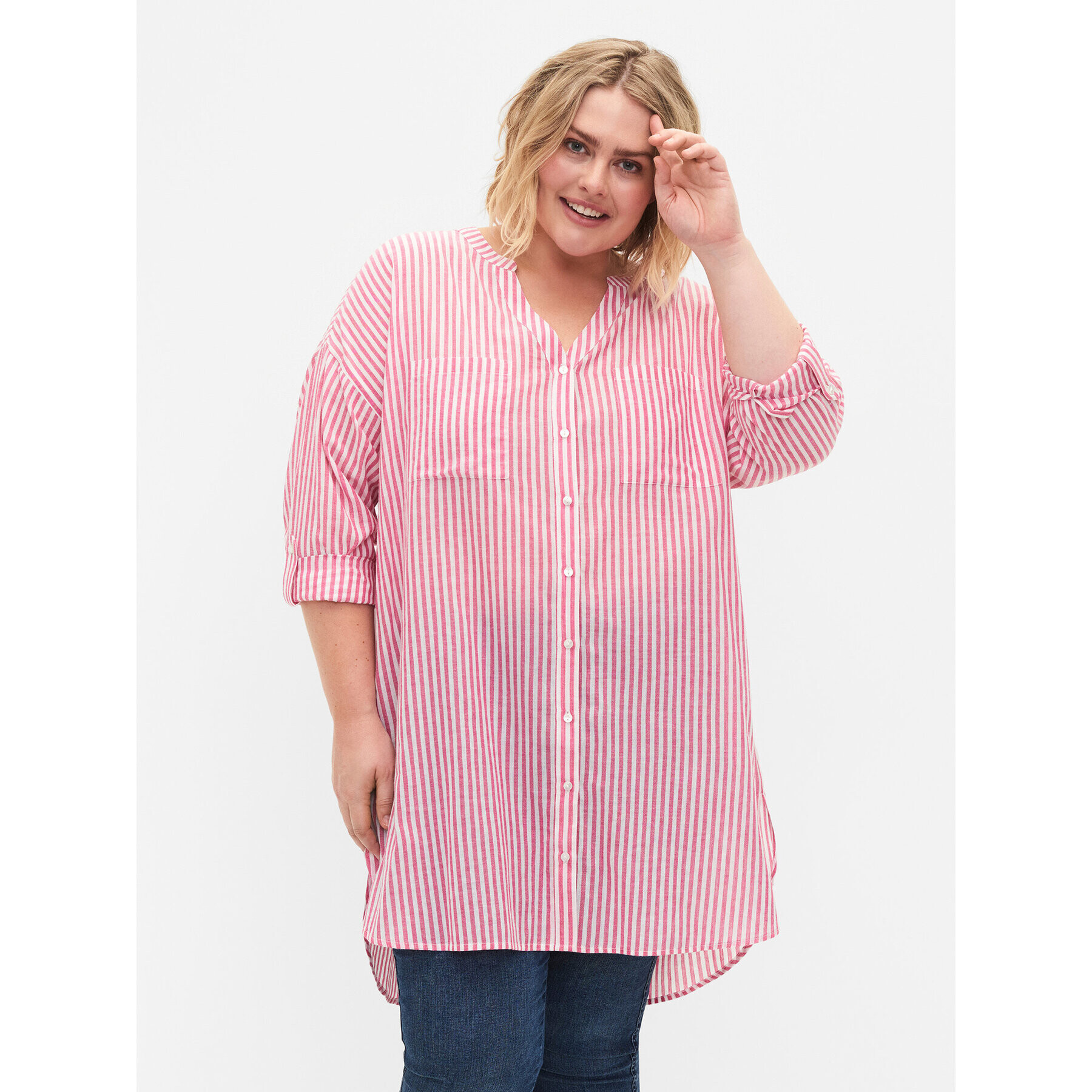 Zizzi Рокля тип риза CA02353B Червен Loose Fit - Pepit.bg