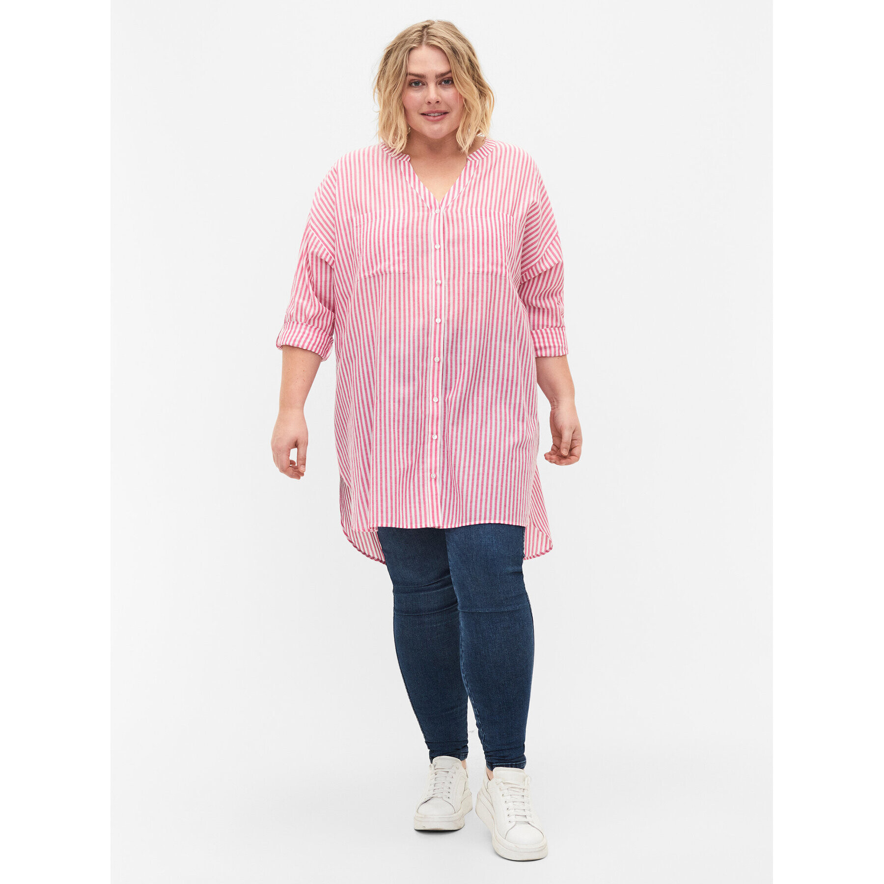 Zizzi Рокля тип риза CA02353B Червен Loose Fit - Pepit.bg