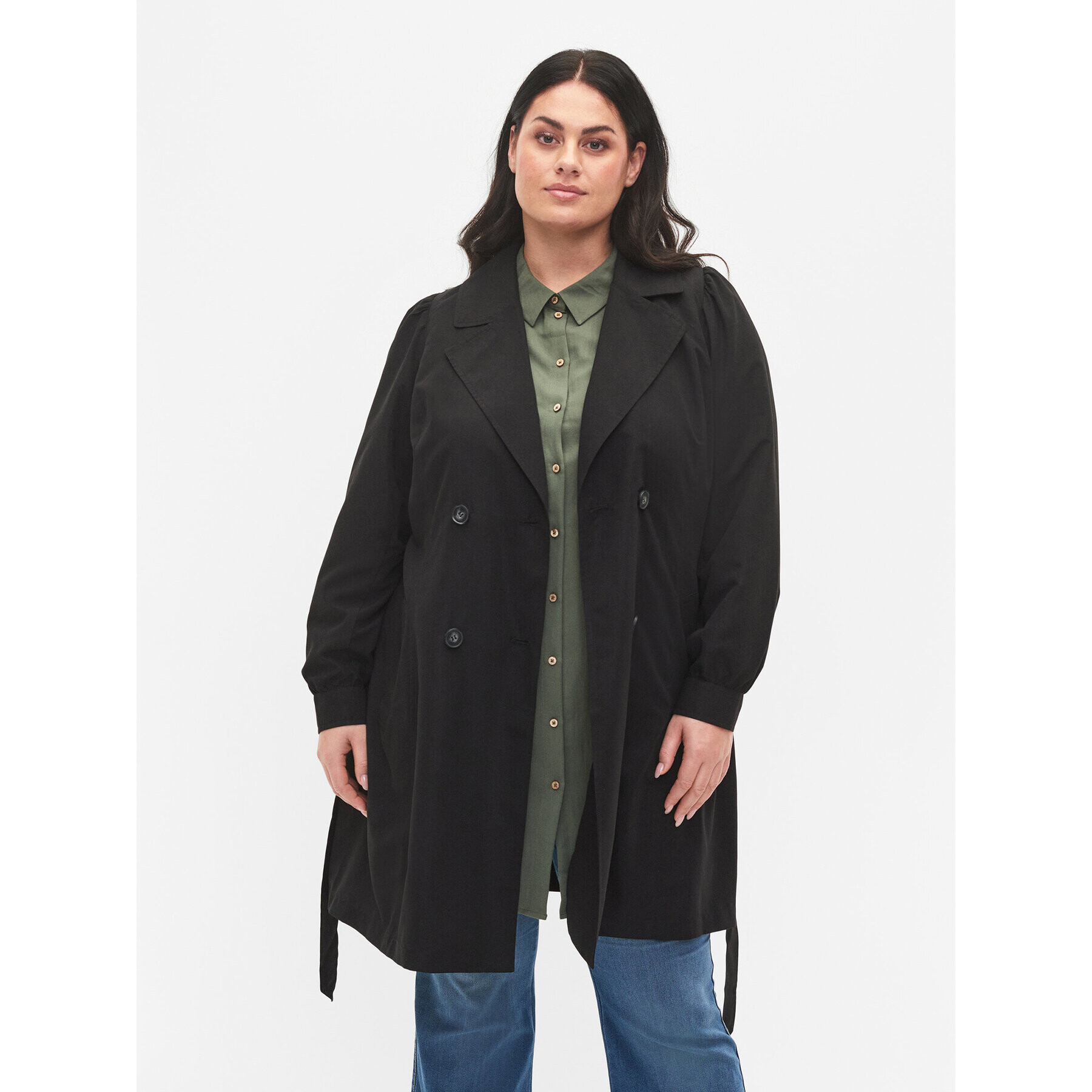 Zizzi Тренч M61025B Черен Regular Fit - Pepit.bg