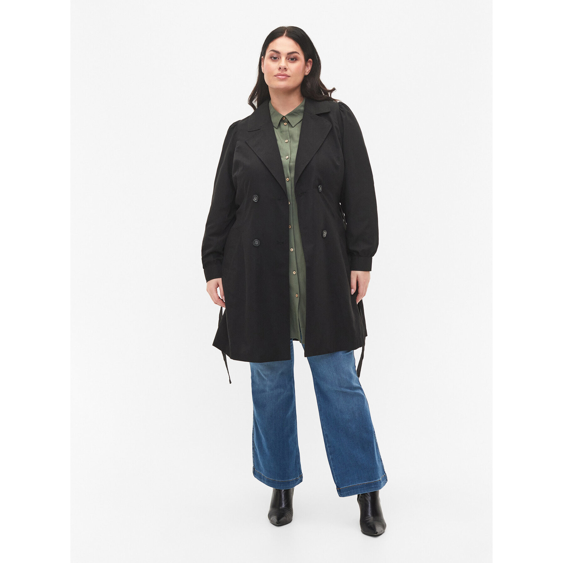 Zizzi Тренч M61025B Черен Regular Fit - Pepit.bg