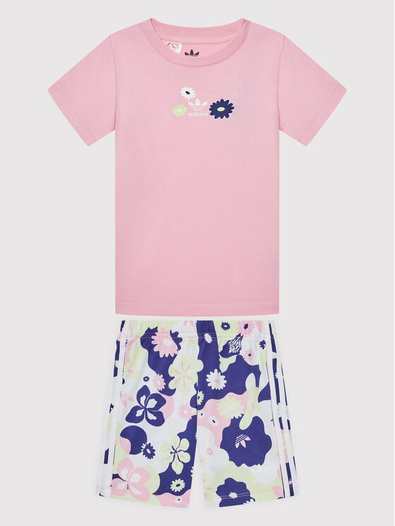 adidas Комплект тишърт и панталонки Flower Print HC1949 Regular Fit