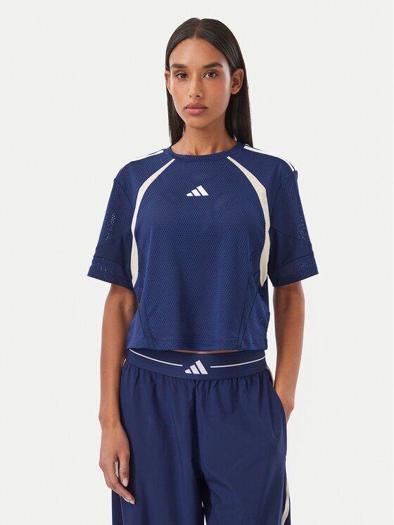 adidas Тениска от техническо трико Hyperglam 3-Stripes Color Block KQ5753 Loose Fit