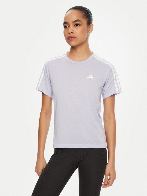 adidas Тениска от техническо трико Own the Run 3-Stripes JD2276 Regular Fit