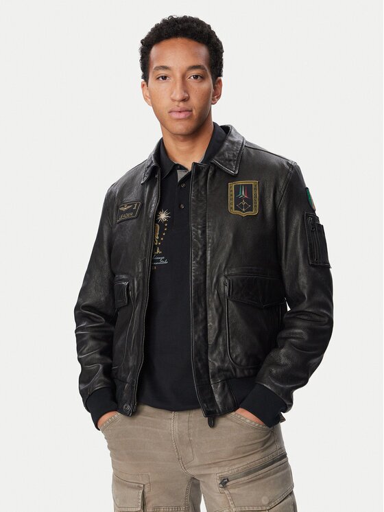 Aeronautica Militare Кожено яке 262PN0895U100839 Regular Fit