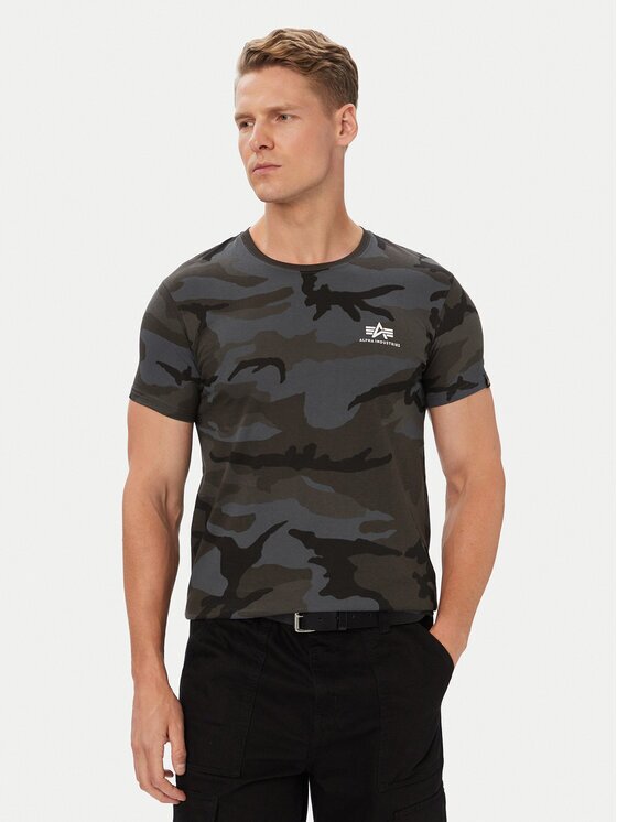 Alpha Industries Тишърт Basic T Small Logo Camo 188505C Сив Regular Fit