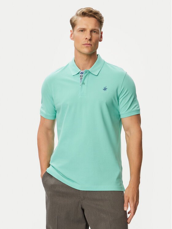 Beverly Hills Polo Club Тениска с яка и копчета P-SS26M-P450106BLU Regular Fit