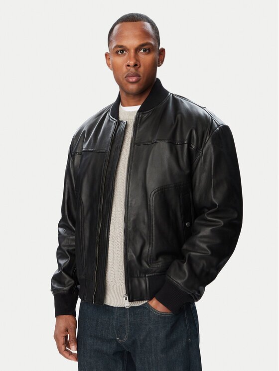 BOSS Кожено яке 50566568 Regular Fit
