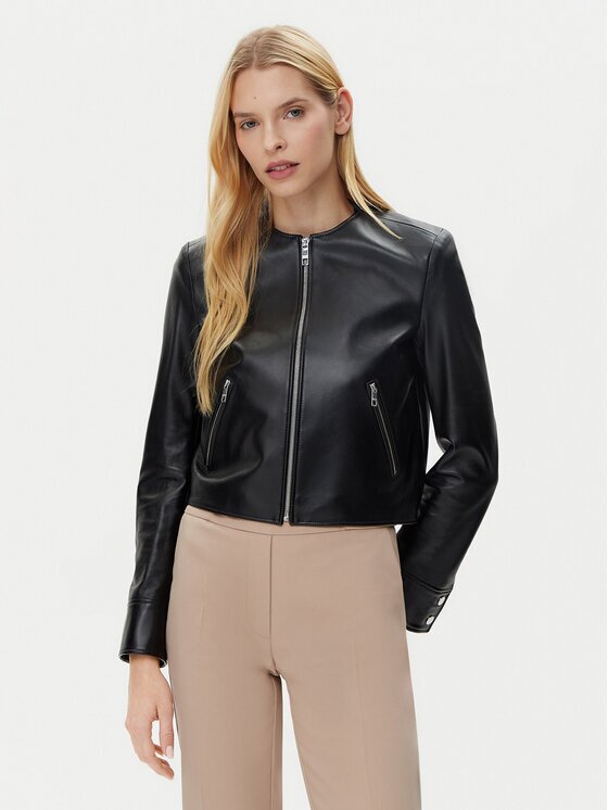 BOSS Кожено яке Sadenita 50531325 Regular Fit