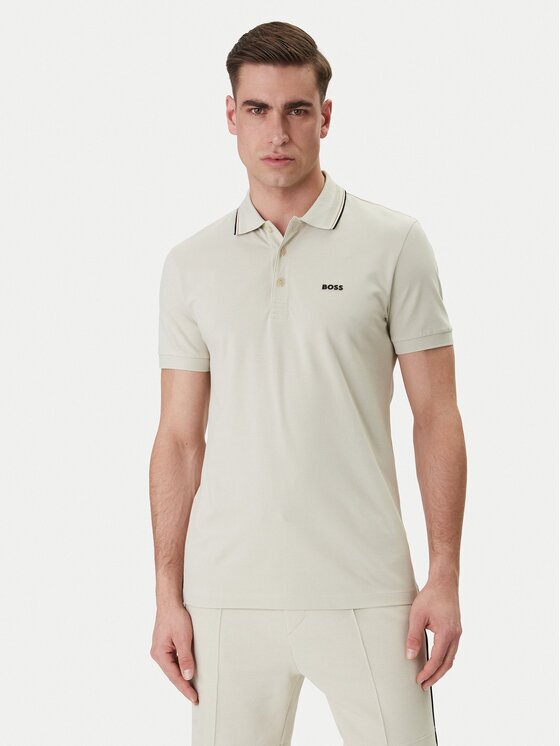 BOSS Тениска с яка и копчета Birdie Paule 50559365 Slim Fit