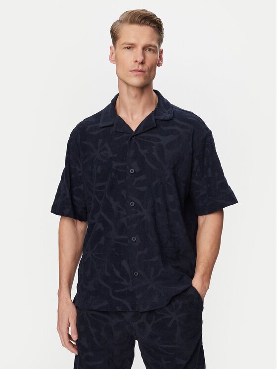 BOSS Тениска с яка и копчета Flower 50559204 Regular Fit