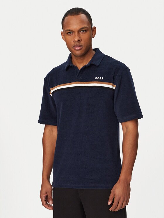 BOSS Тениска с яка и копчета Iconic 50561186 Regular Fit