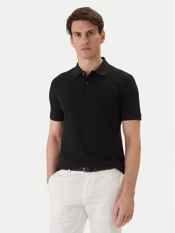 BOSS Тениска с яка и копчета Pallas 50553564 Светлосиньо Regular Fit