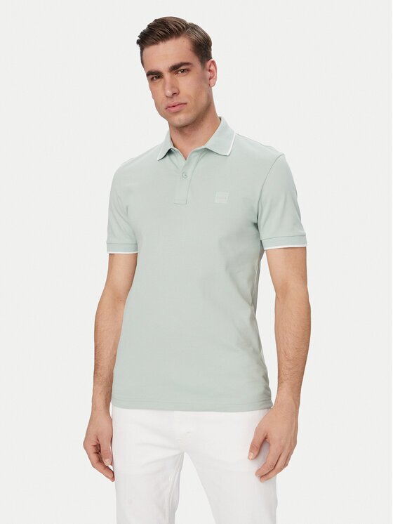 BOSS Тениска с яка и копчета Passertip 50507699 Slim Fit