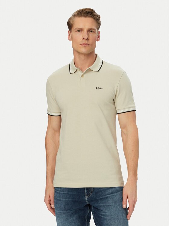BOSS Тениска с яка и копчета Paul 50506193 Slim Fit