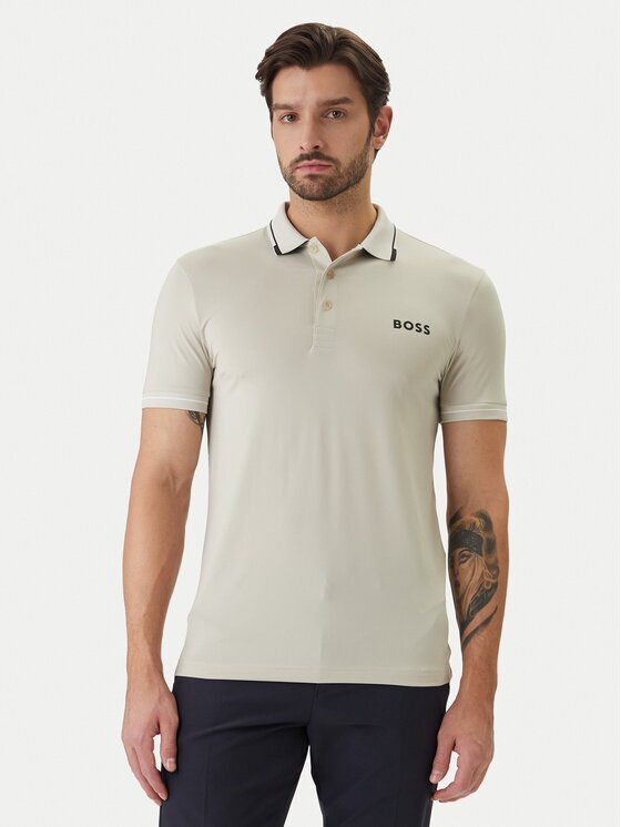 BOSS Тениска с яка и копчета Paul Pro 50506203 Slim Fit