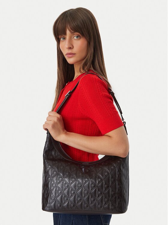 Calvin Klein Дамска чанта Emblem Aop Debossed Medium Shbag LV04F3875G