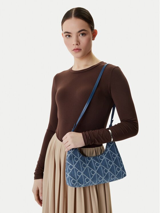 Calvin Klein Дамска чанта Emblem Aop Denim Shoulder Bag LV04F3431G
