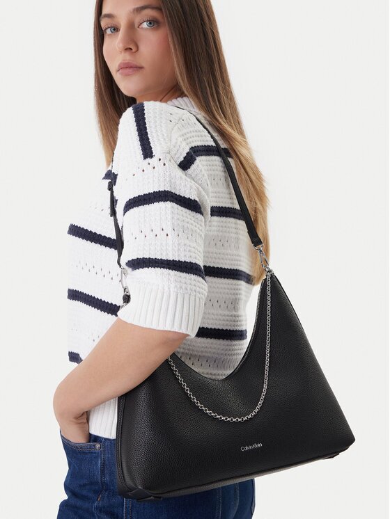 Calvin Klein Дамска чанта Emblem Hw Pebble Shoulder Bag LV04F3495G