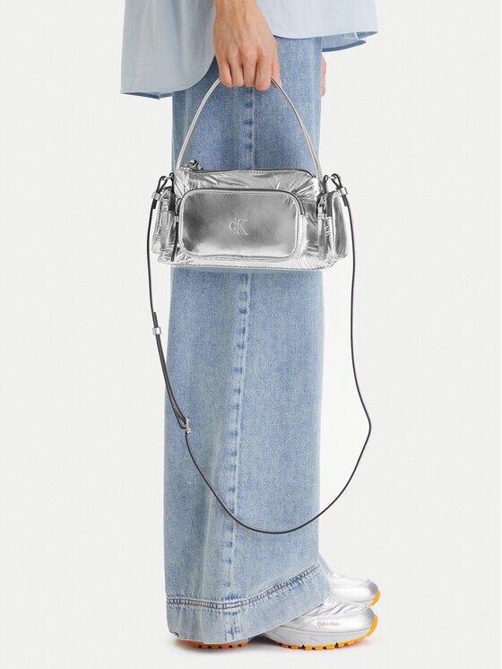 Calvin Klein Дамска чанта Pocket Silver Nylon Small Bag LV04F3443G