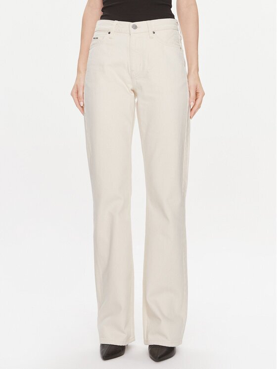 Calvin Klein Дънки Mid Rise Relax Bootcut Ecru K20K206308 Slim Fit