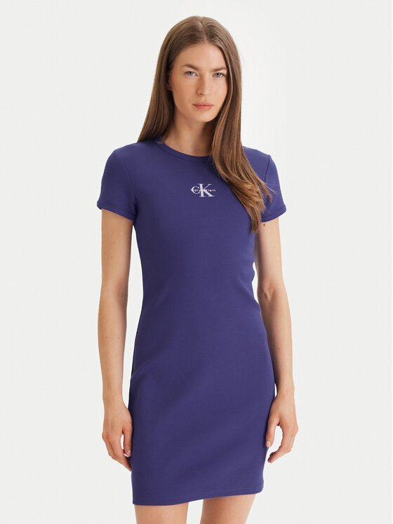 Calvin Klein Jeans Ежедневна рокля Monologo Baby LV047F241G Slim Fit