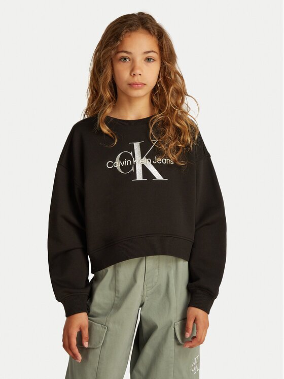 Calvin Klein Jeans Суитшърт Glitter Monologo IG0IG02823 D Boxy Fit