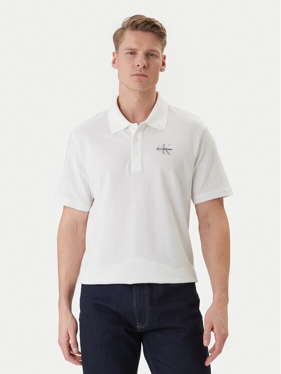 Calvin Klein Jeans Тениска с яка и копчета Easy Monologo LV04RF209G Regular Fit