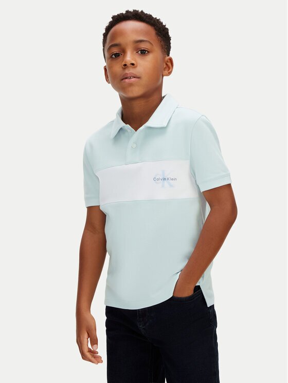 Calvin Klein Jeans Тениска с яка и копчета Monologo LVCKSJB28B Regular Fit